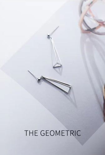 pendientes de plata de ley 925 con forma triangular para mujer