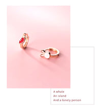 Load image into Gallery viewer, pendientes de aro de plata de ley 925 para mujer, joyería fina con forma de Mini conejo y zanahoria