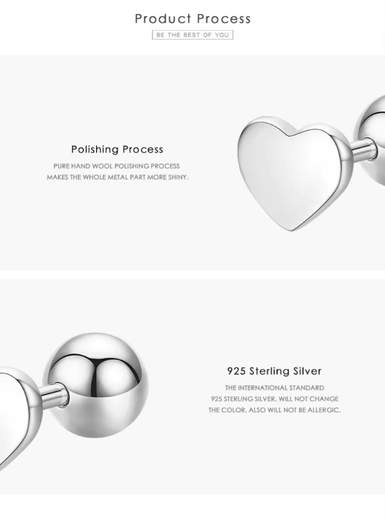 pendientes de plata de primera ley con forma de corazón para mujer