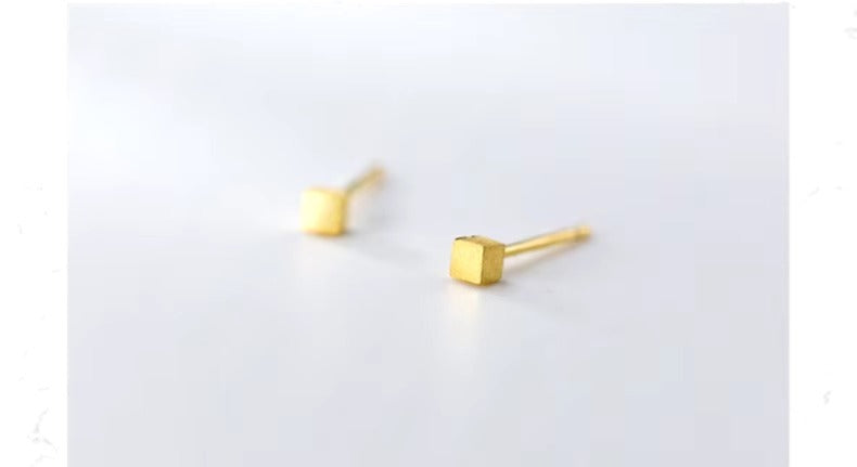 pendientes de plata de ley 925 con forma de cubo de azúcar para mujer, joyería fina