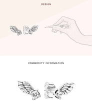 Load image into Gallery viewer, pendientes de plata esterlina 925 auténtica para mujer y niña, aretes con alas