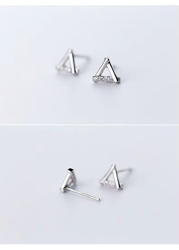 pendientes de plata de ley 925 con forma de triángulo para mujer, aretes pequeños