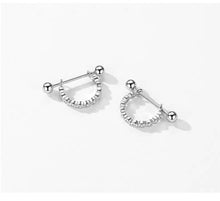 Load image into Gallery viewer, pendientes de aro de Plata de Ley 925 para mujer y niña, aretes redondos y deslumbrantes de circonita transparente