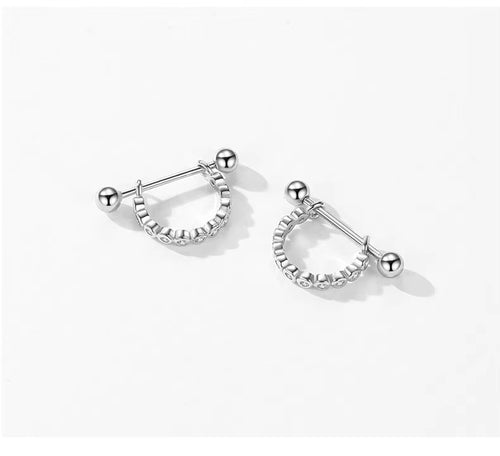 pendientes de aro de Plata de Ley 925 para mujer y niña, aretes redondos y deslumbrantes de circonita transparente