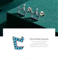 Load image into Gallery viewer, pendientes de plata de primera ley y turquesa para mujer, aretes pequeños, plata esterlina 100%