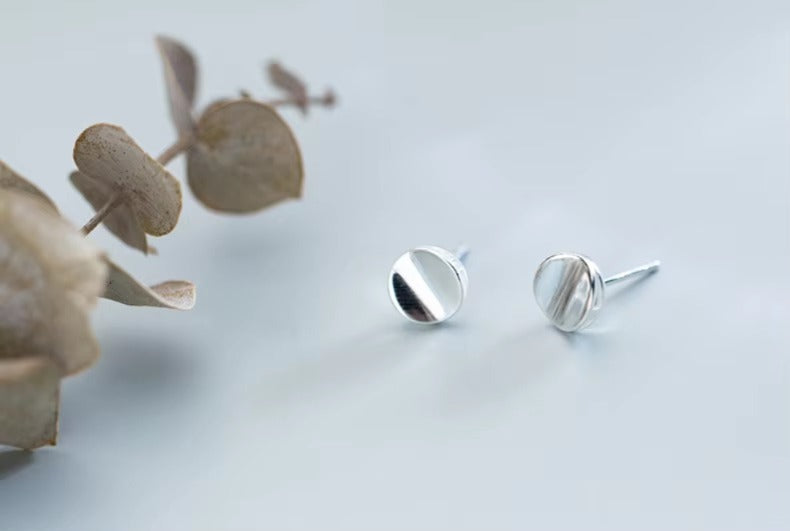 pendientes redondos de Plata de Ley 925 para mujer, joyería con diseño único Simple