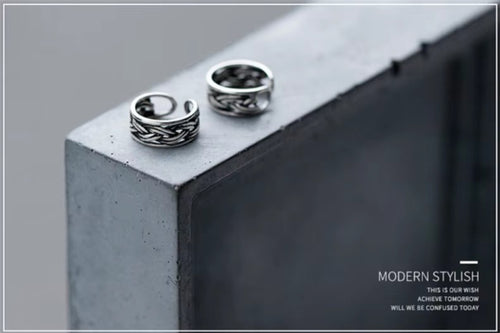 Vintage Stripe Clip pendientes encanto elegante 925 Plata de ley pendiente para mujeres