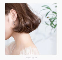Load image into Gallery viewer, pendientes de aro rectangulares de Plata de Ley 925 auténtica para mujer