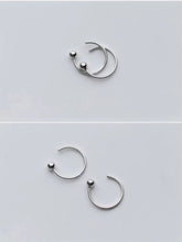 Load image into Gallery viewer, pendientes de aro de plata de ley 2021 auténtica para mujer, aretes de aro sencillos con cuentas redondas