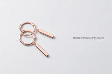 Load image into Gallery viewer, pendientes de aro de Plata de Ley 925 auténtica para mujer, aretes geométricos de palo rectangular