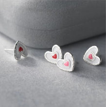 Load image into Gallery viewer, pendientes de plata de ley 925 con forma de corazón para mujer, joyería fina