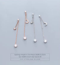 Load image into Gallery viewer, pendientes de plata de ley 925 con forma de luna para mujer