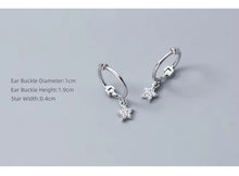 Load image into Gallery viewer, pendientes de plata de primera ley y circón para mujer, aretes pequeños, plata esterlina 100%