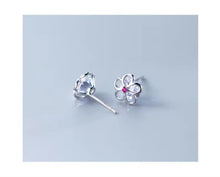 Load image into Gallery viewer, pendientes de plata de ley 100% con circonita de cristal rosa para mujer