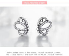 Cargar imagen en el visor de la galería, pendientes de tuerca de mariposa para mujer, joyería de marca de Plata de Ley 925