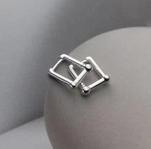 Load image into Gallery viewer, pendientes de aro de Plata de Ley 925 para mujer, aretes de aro con hebilla de oreja de fiesta rectangular Simple