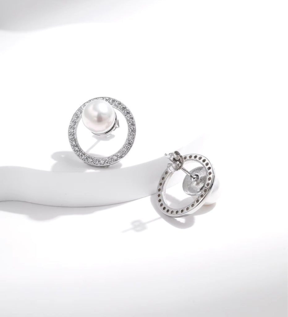 pendientes de plata de ley 925 con perlas de cristal, joyería fina hueca de lujo