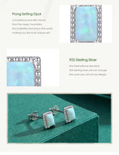 Load image into Gallery viewer, pendientes de plata de primera ley y ópalo para mujer