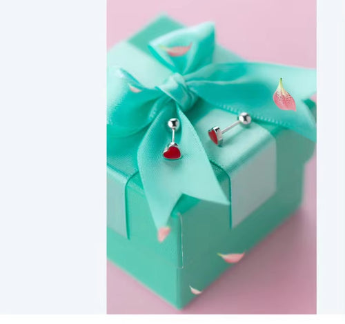 pendientes pequeños de Plata de Ley 925 con corazones románticos para mujeres