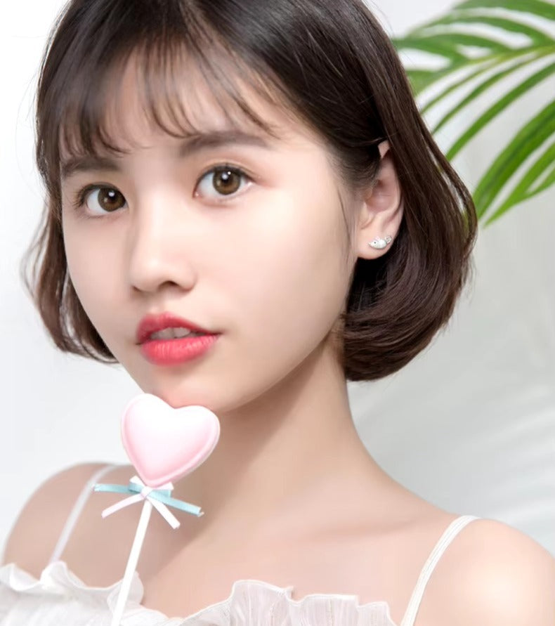 pendientes de plata de primera ley con forma de ratón para mujer, aretes pequeños