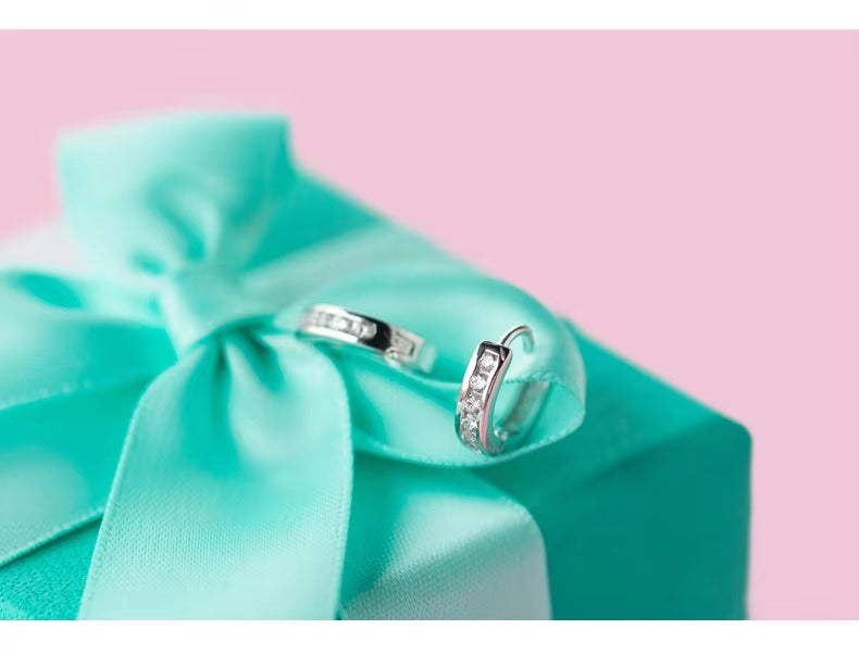 pendientes de aro de Plata de Ley 925 auténtica para mujer, aretes redondos de circonita transparente