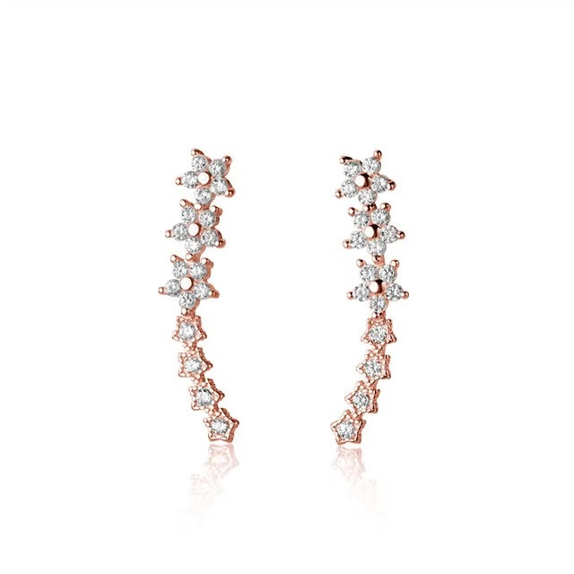 pendientes de plata de ley 925 con forma de flor y estrella para mujer