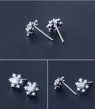 Load image into Gallery viewer, invierno Simple copo de nieve 3 colores claro CZ joyería moda 925 plata esterlina