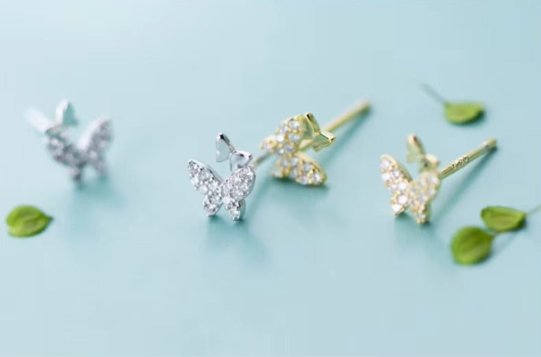 pendientes de plata esterlina 925 para mujer, joyería fina con forma de mariposa bailarina