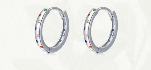 pendientes de aro de Plata de Ley 925 auténtica para mujer