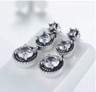 pendientes de plata de ley 2021 con Circonia cúbica para mujer, aretes colgantes