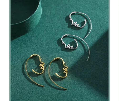 pendientes de aro de plata de ley 100% 925 para mujer y niña, joyería fina con diseño de rostro humano
