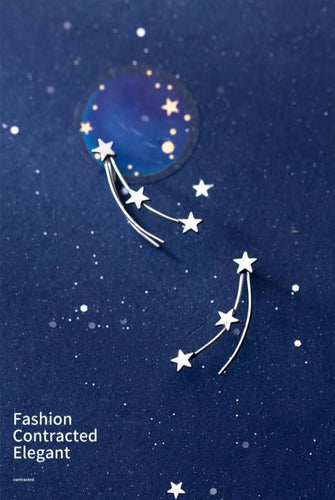 Venta caliente Real 925 Plata de Ley estrellas línea moda pendientes encanto Simple para mujeres