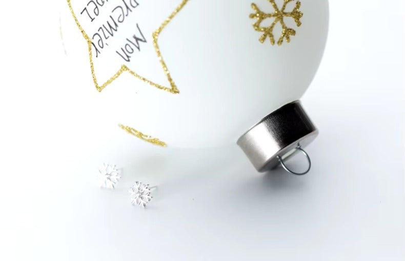 pendientes de plata de ley 925 con forma de copo de nieve para mujer, aretes pequeños