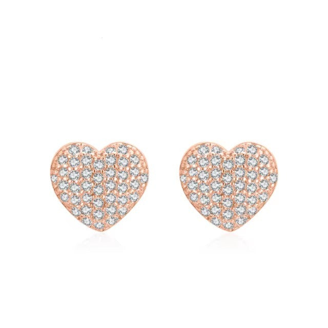 pendientes de plata de ley 925 con forma de corazón para mujer