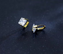 Load image into Gallery viewer, pendientes de aro de Plata de Ley 925 con zirconia cúbica
