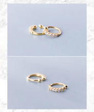 Load image into Gallery viewer, pendientes de plata de primera ley y circón para mujer, aretes pequeños, plata esterlina 100%