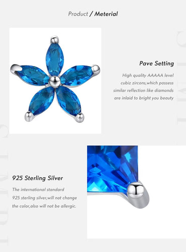 pendientes de plata de ley 925 con circonita azul