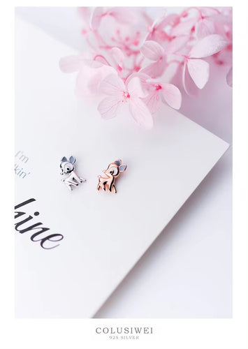 pendientes de tuerca de ciervo para mujer, de plata de ley 100% 925