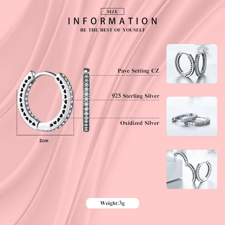 pendientes de aro de Plata de Ley 925 auténtica para mujer