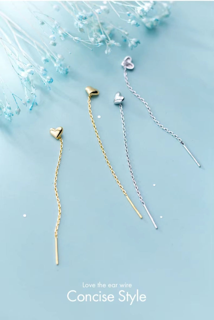 pendientes de cadena larga para mujer, de Color dorado, de Plata de Ley 925 pura