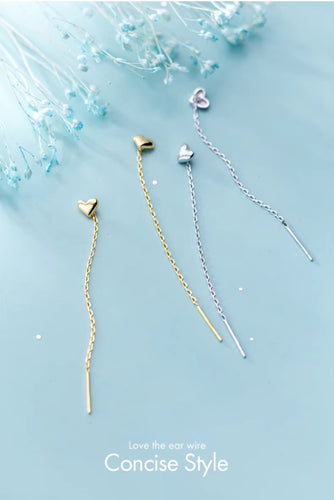 pendientes de cadena larga para mujer, de Color dorado, de Plata de Ley 925 pura