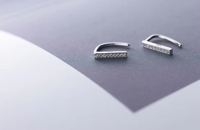 pendientes de plata de ley 925 con forma de U para mujer, joyería fina con forma de letra de circón brillante