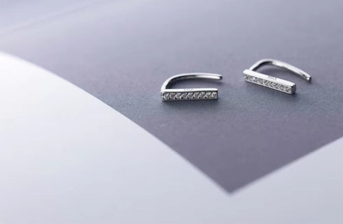 pendientes de plata de ley 925 con forma de U para mujer, joyería fina con forma de letra de circón brillante