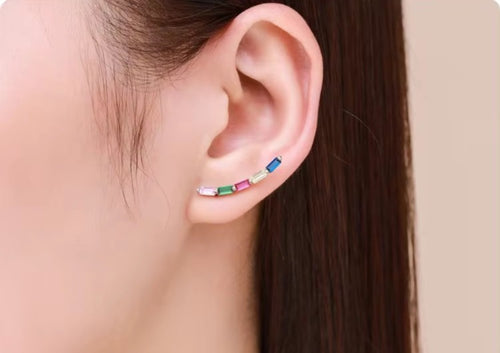 pendientes rectangulares de Plata de Ley 925 para mujer