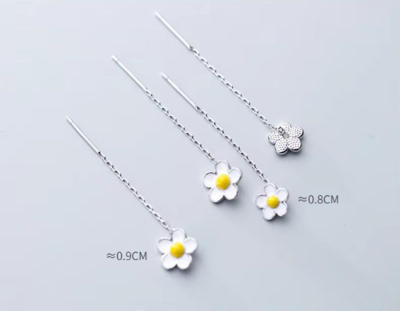 pendientes colgantes de Frangipani para mujer, de plata de ley 100% 925 de alta calidad