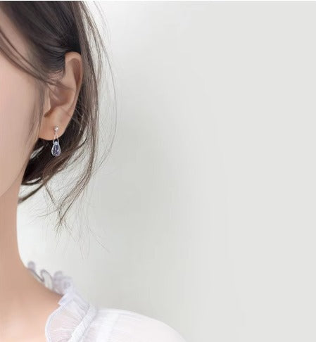 pendientes de plata de ley 100% para mujer, aretes brillantes de cristal azul