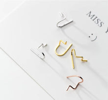 Load image into Gallery viewer, pendientes de plata de ley 925 con diseño de líneas geométricas para mujer, joyería fina, Simple