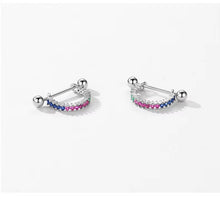 Load image into Gallery viewer, pendientes de aro de Plata de Ley 925 para mujer, joyería hipoalergénica con cuentas de tornillo