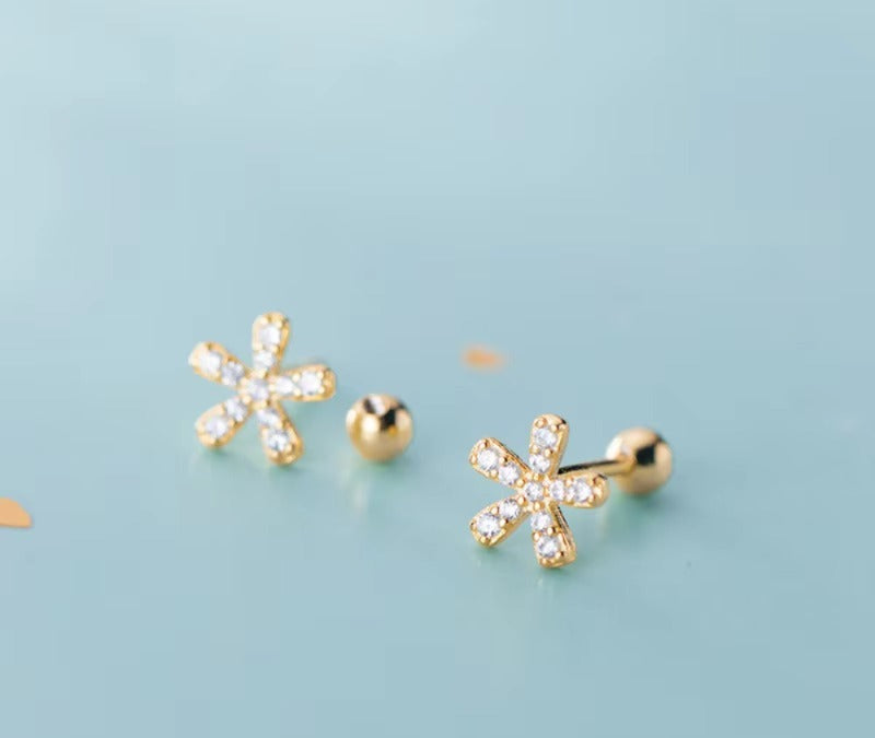 pendientes de plata de ley 925 con forma de flor para mujer, joyería fina con cierre de tuerca