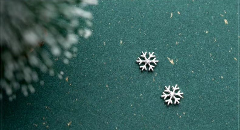 pendientes de plata de ley 925 con forma de copo de nieve para mujer, aretes pequeños